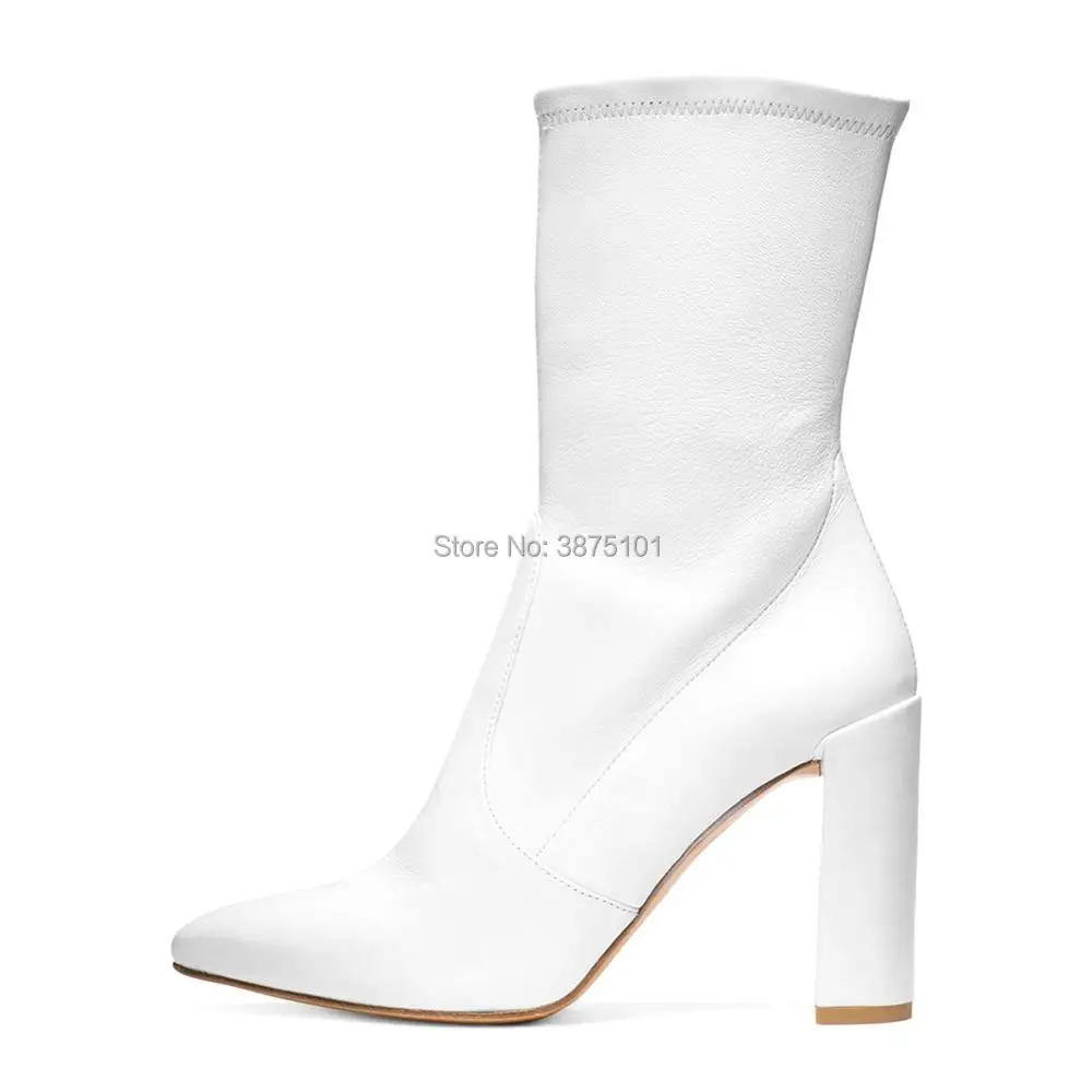 white boots thick heel