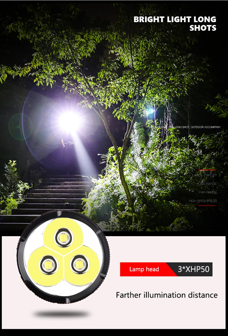 Светодиодный фонарик 150000 люмен 3* xhp50 linterna светодиодный с зарядкой de alta potencia фонарик USB фонарь 18650 охотничья лампа ручной свет