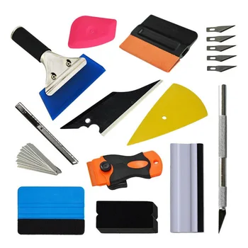 

Car Packaging Tool Kit Pro Cutter Razor Window Tint Vinyl Scraper Felt Squeegee Plastic & Metal Material Car Accessories