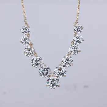 شراءStarsgem تخصيص الفاخرة 18K الذهب الأصفر جولة المويسانتي الماس طويل قلادة قلادة رومانسية الزفاف هدية للنساء