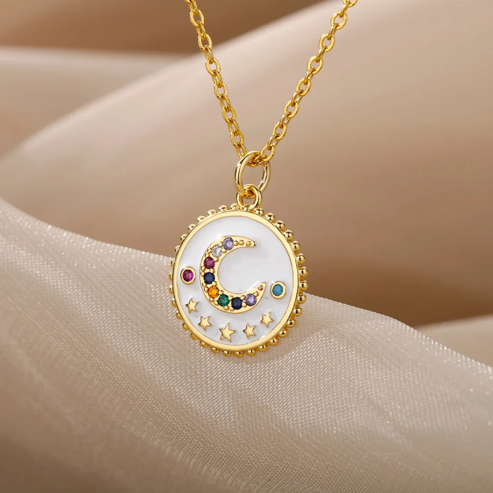 Gothic Bulan \u0026 Bintang Liontin Kalung 