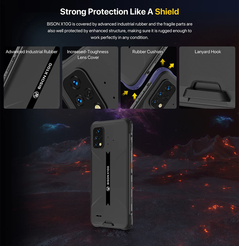 New UMIDIGI BISON X10S X10G NFC 6150mAh Battery Smartphone 4GB+64GB IP68/IP69K Waterproof Rugged  6.53" HD+ Global Unlock poco best gaming phone