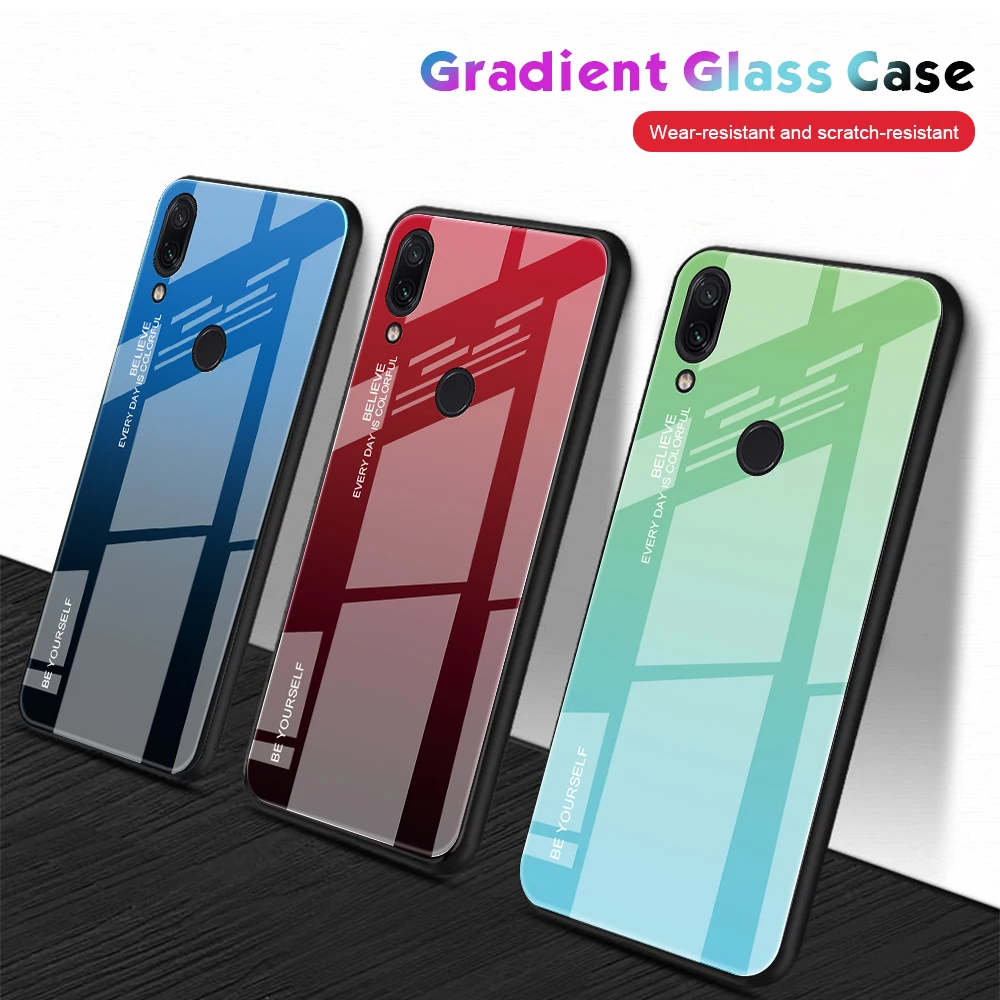 

Tempered Glass Phone Case For Redimi K20 Note 5 6 Pro 6A 7A 5Plus GO Gradient Protective Case Back Cover For Redmi Note 7 Pro