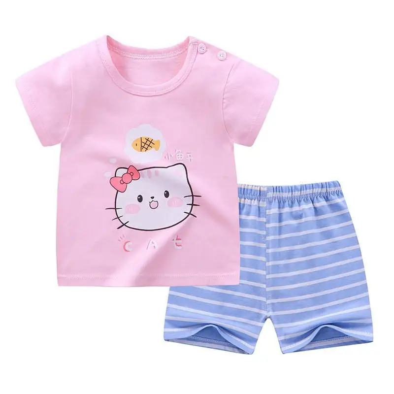 Clothing Set Baby Girl Clothes For Summer Short Sleeve T Shirts + Shorts Suit Cotton Kids Tracksuit Outfit Toddler Girl Pajamas Baby Clothing Set for girl Baby Clothing Set