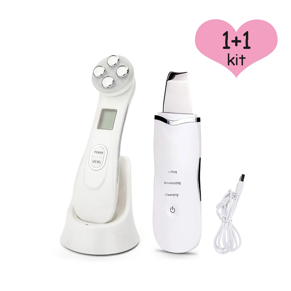 

RF&EMS Radio Mesotherapy Electroporation Face Beauty Pen Radio Frequency LED Photon Face Skin Rejuvenation with Skin Scrubber
