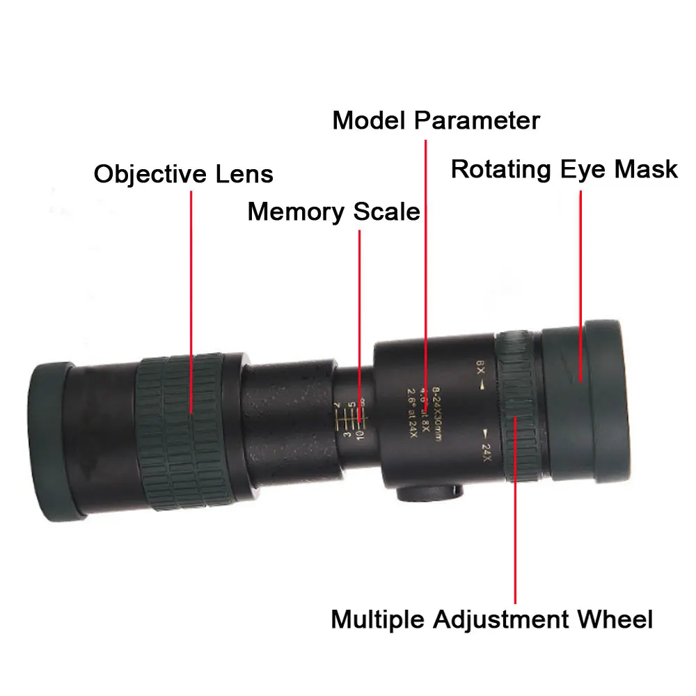 Профессиональный телескоп мощный Монокуляр ночного видения 8-24X30 зум оптический spyglass монокль для снайперской охоты зрительные прицелы