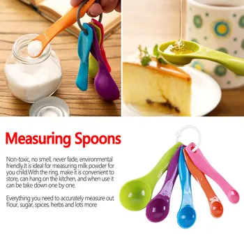 

5 stks/set Kleurrijke Plastic Maatlepel Set Koffie Scoop Keuken Koken Meel Suiker Kruiderij Bakken Tools