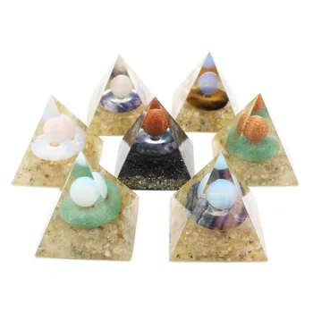 

Orgonite Pyramid Muladhara Chakra Ball Bead Natural Crystal Repel Evil Spirits Pyramid Decoration Process Resin Gift