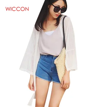 

Summer Chiffon Blouse Cardigan Sun Protection Clothing Long Blouse Beach Female Fashion Tops Holiday Beach Wear