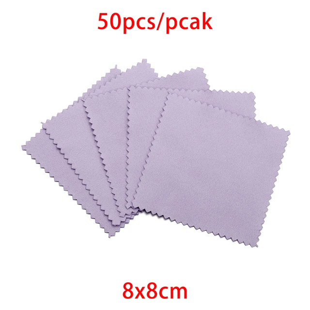 10-50pcs Polish Polishing Cloth Silver Color Cleaning  Polishing Cloth Soft Clean Wipe Wiping Cloth For Silver Gold Jewelry Tool Purple 8x8cm 50Pcs