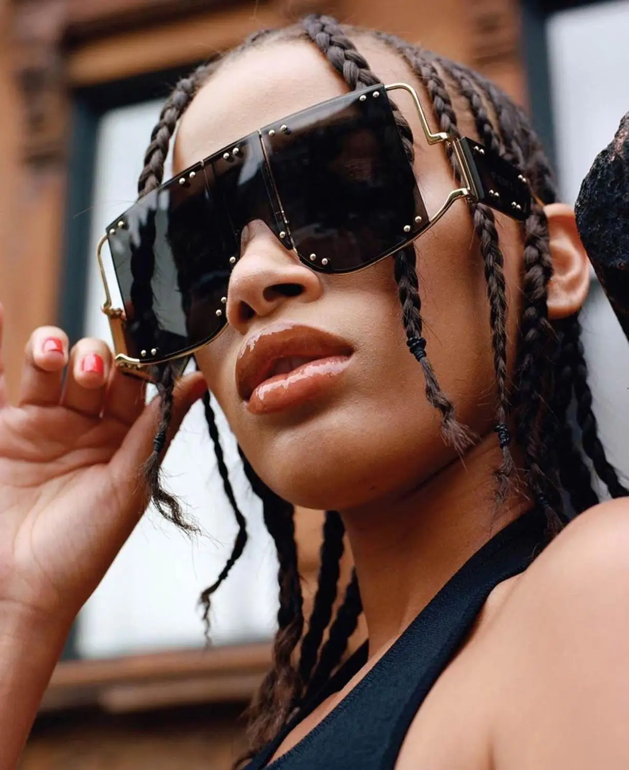 MINCL/супер большой футуристический негабаритный щит козырек Солнцезащитные очки плоский верх зеркальные моно линзы Модные женские солнцезащитные очки в металлической оправе NX - Цвет линз: black