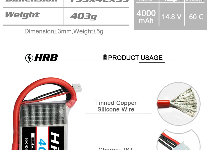 HRB 14,8 V 4000mah Lipo батарея 4S XT60 Deans T XT90 EC5 TRX 60C для Team Energy 1/8 1/10 Автомобили Самолеты Грузовик Лодка RC части AKKU