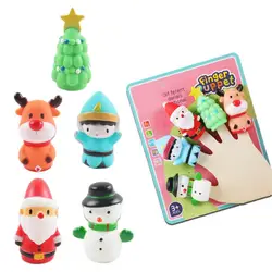 5 piezas de marionetas de dedo de Navidad, personajes educativos temáticos, juguete de Navidad, Papá Noel y amigos, marionetas de dedo de juguete