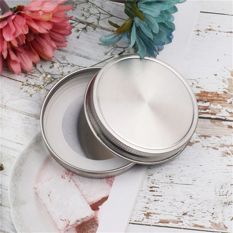 8 Pcs Stainless Steel Jar Lids 86Mm Sealed Leak Proof Cover With Silicone Seals Resistant Storage Solid Caps Wide Mouth Lid 5