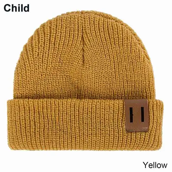 Hot Sale Child Winter Hat Women Men Soft Warm Beanie Hat Boys Girls Knit Skullies Hats Children Casual Winter Hat Adult Kids - Цвет: child yellow