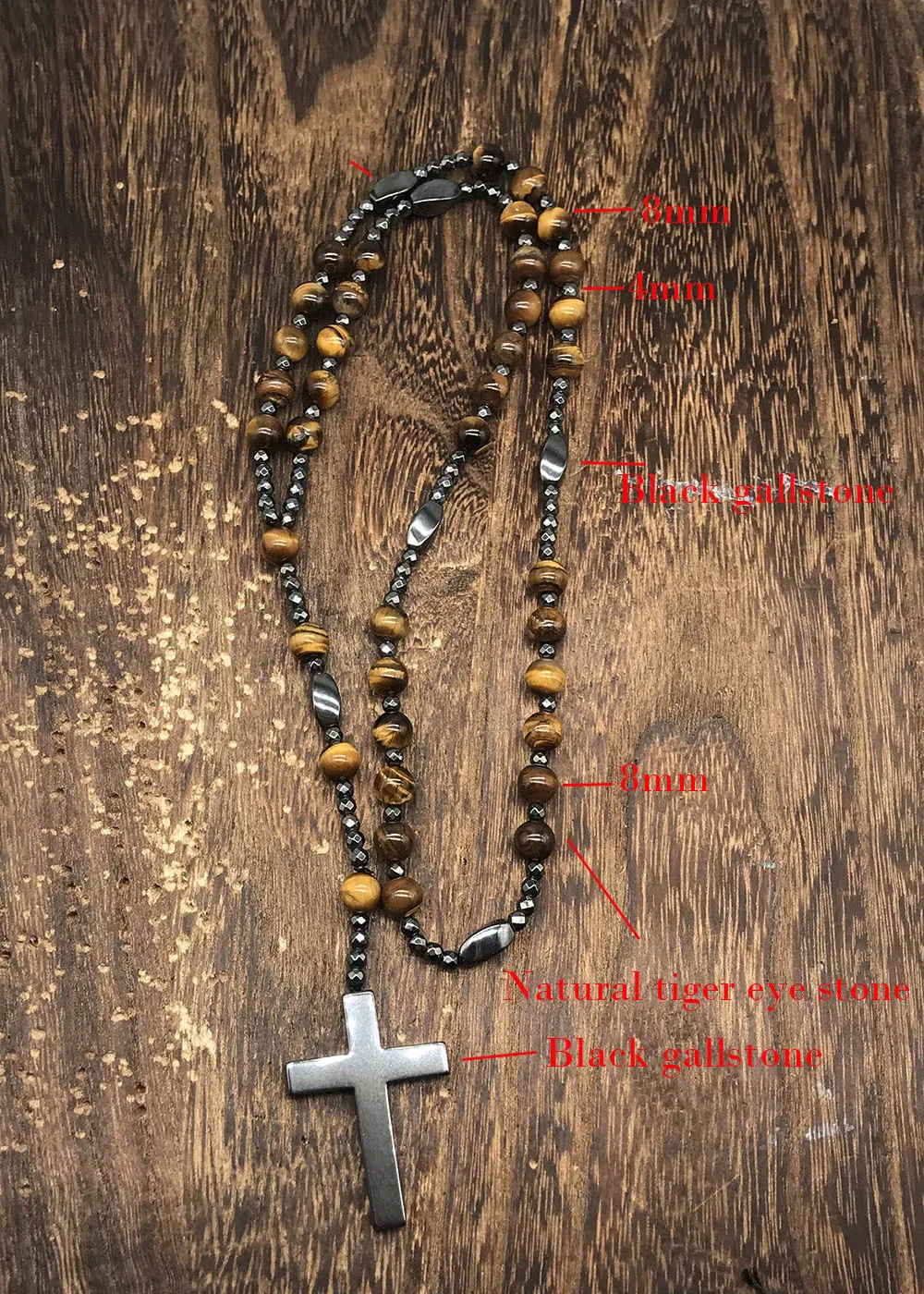 Jovivi Collier Chapelet Catholique En œil De Tigre Obsidienne Avec