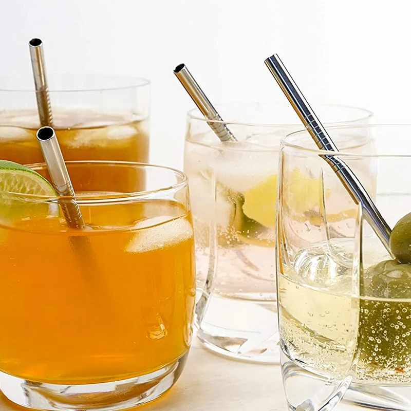 Metal Straw Set 4pcs 130/160*6mm Kids 304 Stainless Steel Straws Short Cocktail Glasses Reusable Drinking metal straws drinking straws stainless steel straw