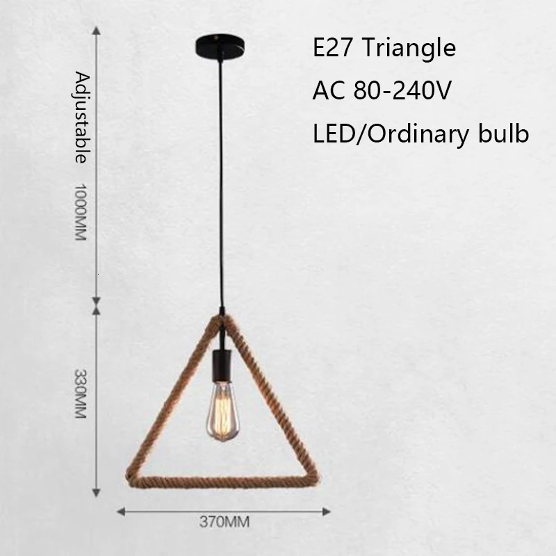 Винтажная iorn окрашенная креативная Геометрическая веревка Подвесные светильники Светодиодный 220 В подвесной светильник для гостиной спальни Прихожая кухня кафе