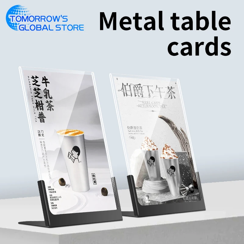 A4-A6 Metal Table Card Price Display Brand Acrylic Signed Milk Tea Shop Menu List Ordering A4 |