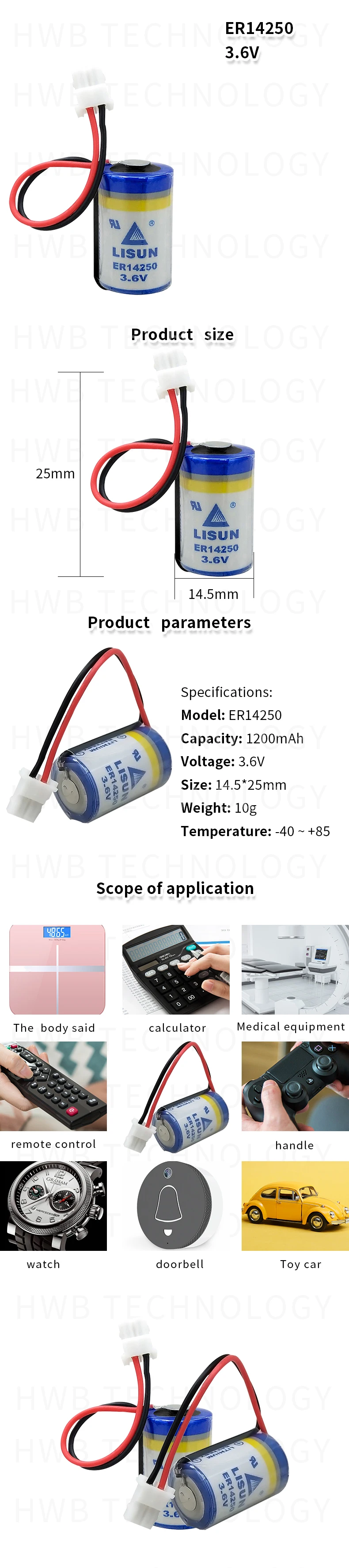 5 шт в упаковке LISUN 1/2AA ER14250 3,6 V литиевая батарея с вилкой ПЛК, программируемый логический контроллер Delta программы одноразовые батареи