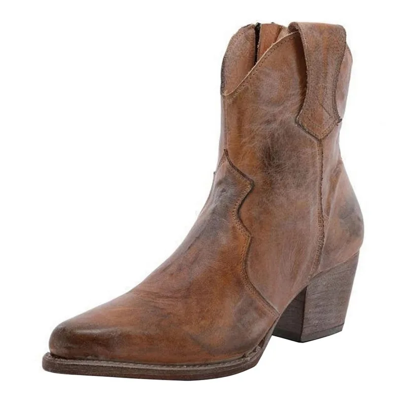 light brown Oeak г. Новые Модные Винтажные женские ботинки ковбойские ботинки до середины икры на низком каблуке с пряжкой модная повседневная обувь на платформе, большие размеры 35-43 - Цвет: light brown