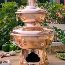 32 см Китай двухслойный медный самовар утолщенный монгольский китайский Сычуань древесный уголь фондю суп горшок Donglaishun chafingdish