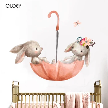 

Cartoon Sticker Animal Rabbit Painting Wall Stickers Nordic Style for Kids Rooms Baby Diy Home Decoration Accessories Wallpaper.