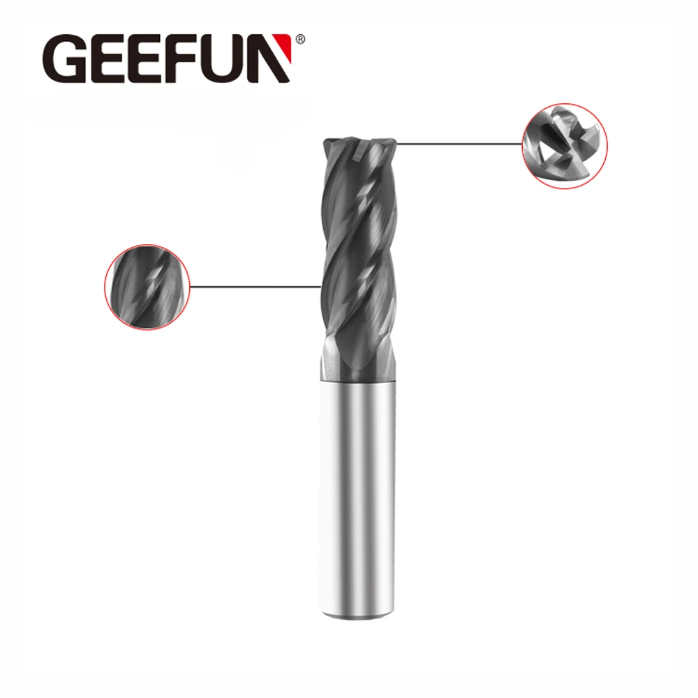 HRC50 Milling Cutter Tungsten Solid Carbide 4 Flutes Straight Shank