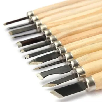 Set di utensili manuali professionali per coltello a scalpello per intaglio del legno da 12 pezzi per sgorbie per falegnami dettagliate di base 1