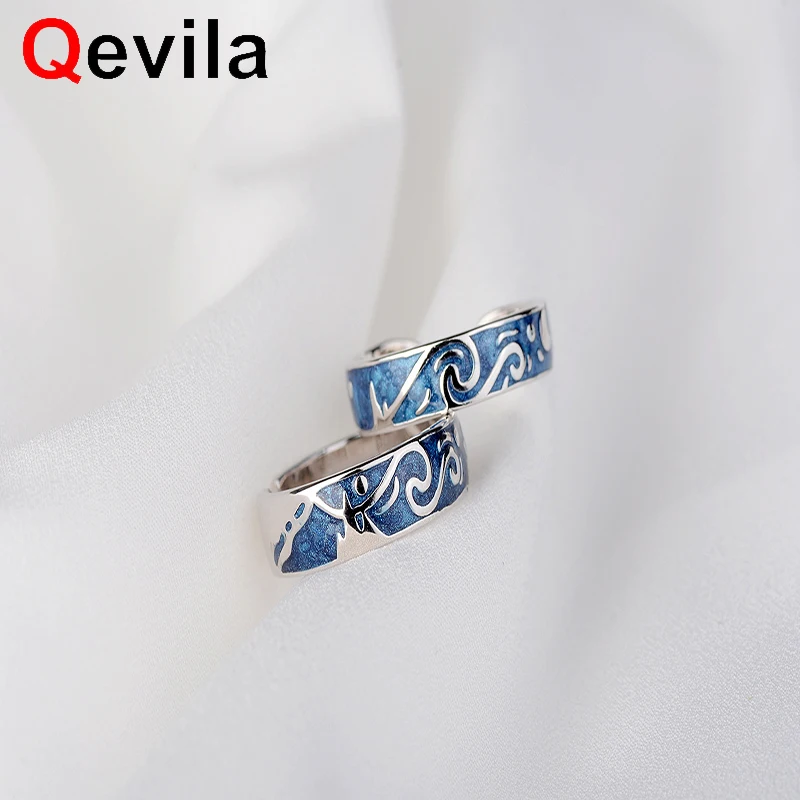 Модное женское кольцо Qevila серебряные кольца с изображением звездного неба Ван