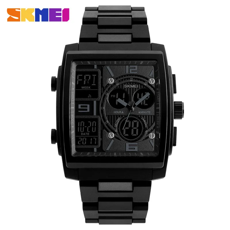 SKMEI модные повседневные часы, многофункциональные часы с двойным дисплеем, цифровые и аналоговые Мужские часы, водонепроницаемые деловые мужские наручные часы - Цвет: SKM04