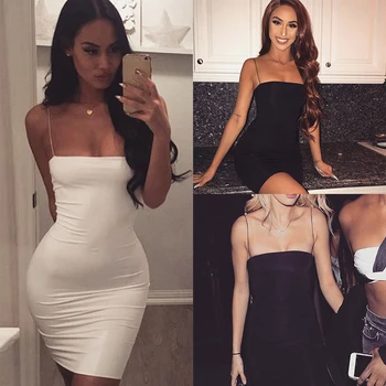 

CDJLFH Mini Party Dress Sexy Bodycon Spaghetti Strap Backless Off Shoulder Party Dresses Summer Slim Vestidos Verano 2019 Mujer