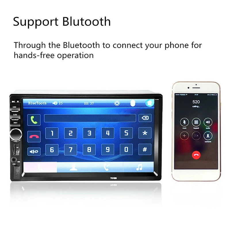 7 ''2-Din сенсорный экран автомобиля MP5 плеер Bluetooth Стерео FM Радио HD камера заднего вида с TF слот для карты USB 2,0-порт