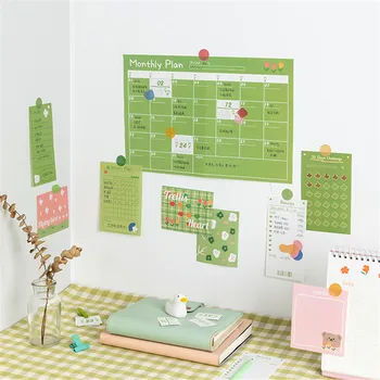 

42pcs/Pack Creative Kawaii Monthly Plan Clock-in Table Wall Sticker Hand Account DIY Sticker Set Cute Stationery Sticker