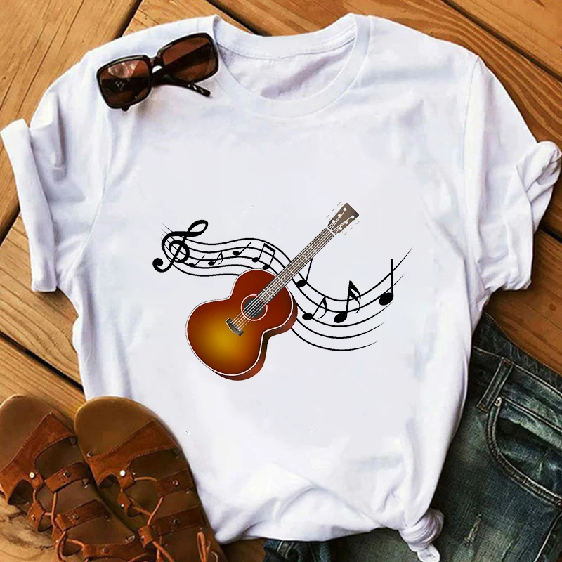 Camisetas Ultra Music Festival para mujer, moda de verano, creativo estampado con diseño de notas musicales, camiseta informal, camiseta de manga corta para mujer