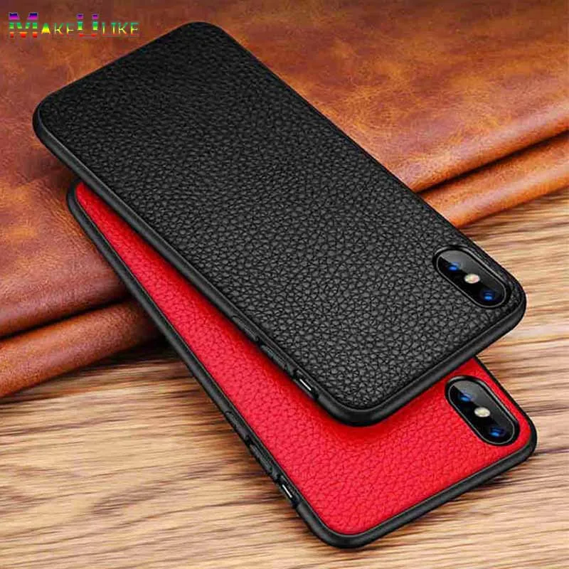 Genuine Leather Case For Iphone X Xr Xs Max 7 8 Plus Soft Back Case