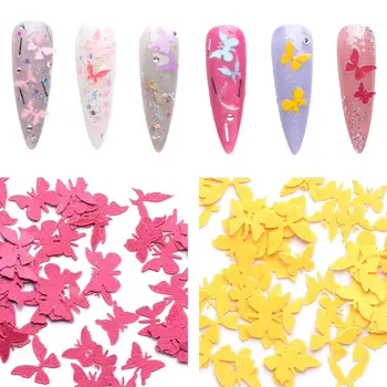 

3D Butterfly Nail Sequins Flakes Holographic Colorful Wood Pulp Glitter Nail Art Decoration Manicure Paillette DIY 100pcs/box