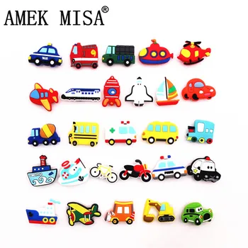 

Single Sale 1pc means of transportation model PVC shoe charms decoration shoe accessories for croc jibz Kids Party X-mas Gift