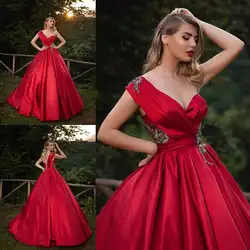 Красное платье на одно плечо вечерние платья кружевные аппликации c бисером Ruched Для женщин Длинные вечерние платья robe de soiree