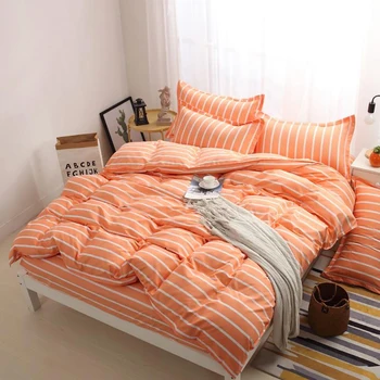

Thumbedding Designer Bedding Set Orange Stripes Simple Classic Duvet Cover Queen Size King Full Twin Unique Design Bed Set