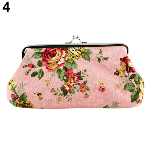 Women's Coin Purse Wallet Key Card Pocket Large Flower Pattern Buckle Retro Women's Student Mini Purse Handbag