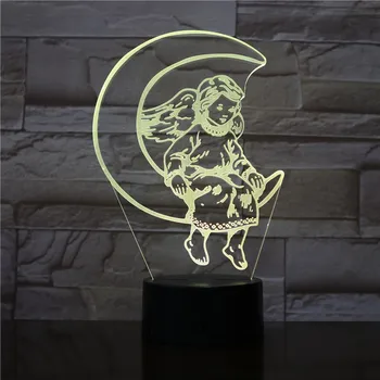

2019 Best Selling 3D Lamp The Moon Angel Lovely Reward for Girls for Indoor Decoration Touch Sensor Bright Base Led Night Light