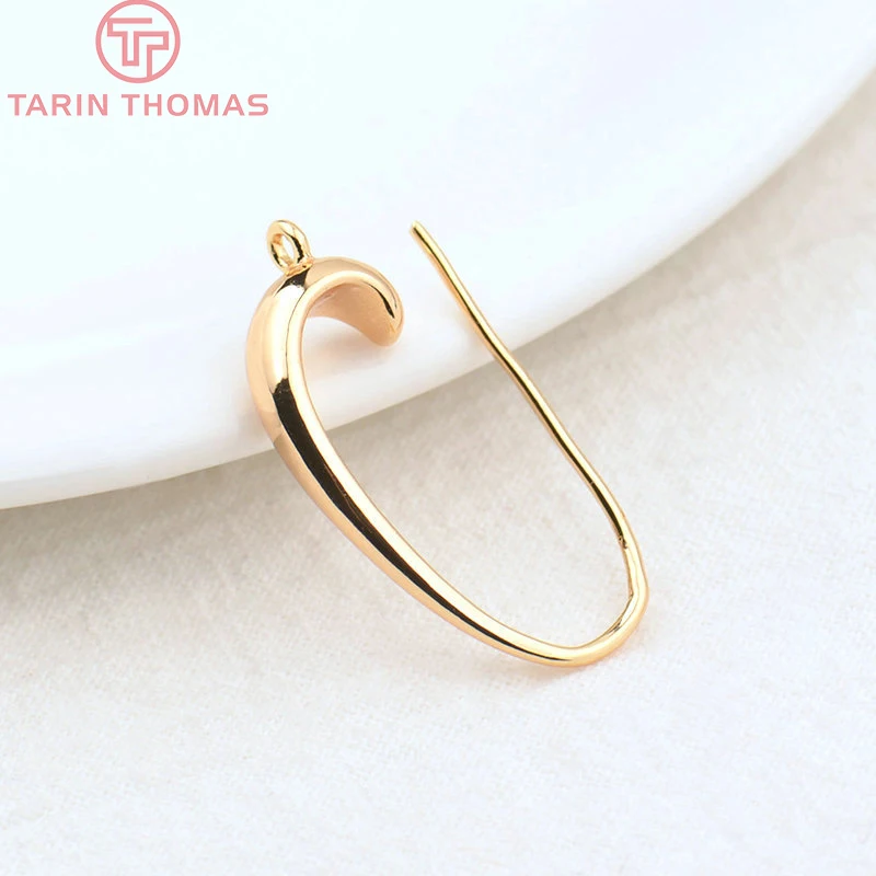 (128) 6 Stück 4,5x25mm 24 Karat vergoldete Messing ohrringe Haken hochwertige DIY Schmuck herstellung Ergebnisse – Detail 2