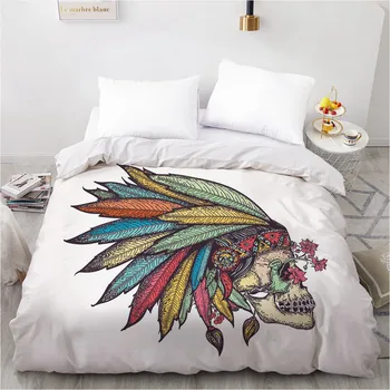 

3D Printed Custom Design Duvet Cover Quilt Comforter Blanket Case Covers Bedding Set Indian Skull Simple 265*230 Home Textile