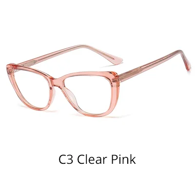 C3 Clear Pink Ralferty Новые прозрачные очки для женщин Кошачий глаз оптические очки по рецепту TR90 CP регулируемые весенние дужки женские очки f9363 - Цвет оправы: C3 Clear Pink
