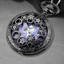 Брелок юбилей с цепочкой подарок ожерелье скульптурный механический флип Открытый Ретро Мода римские цифры шестерни форма, карманные
