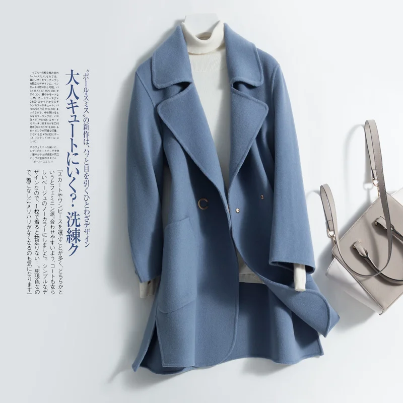 Элегантное осенне-зимнее пальто Женское из 100% шерсти Женская длинная куртка