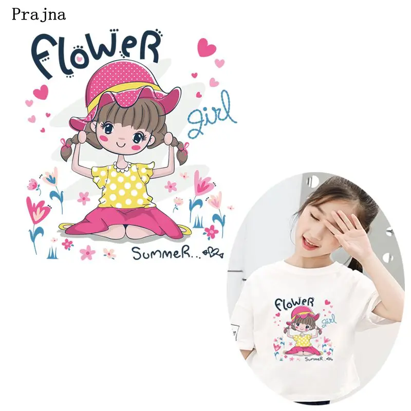 

Prajna Flower Girl Iron On Heat Transfers Thermal Hot Vinyl Ironing Stickers Ballet Girl Heat Transfer Patches For Kids DIY Iron
