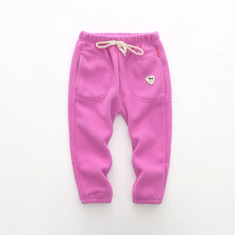 Korean-style Simple Warm Polar Fleece Casual Pants Autumn& Winter New Style Crawler BOY'S Girls Woven Nap Trousers