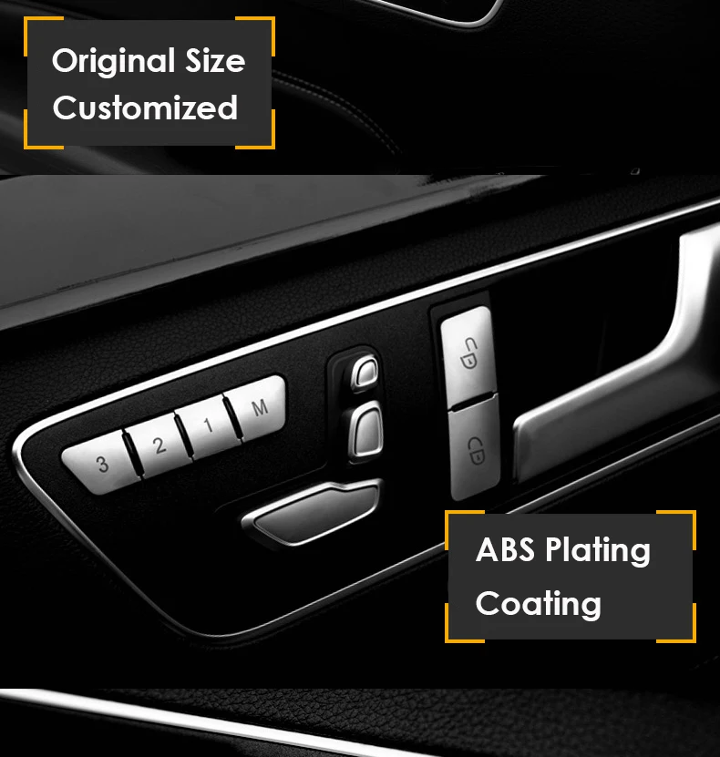 Car Seat Adjust Button Cover Sticker for Mercedes Benz A B C E Class W204 W212 GLA X156 CLA C117 GLE W166 ML GL GLS (2)